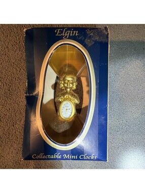 Elgin Collectible Mini Clock Gold Tone Praying Child
